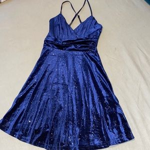 Blue velvet dress